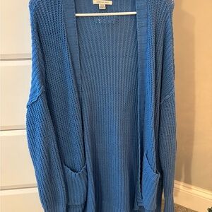 American Eagle Outfitters Open-Front Blue Cardigan